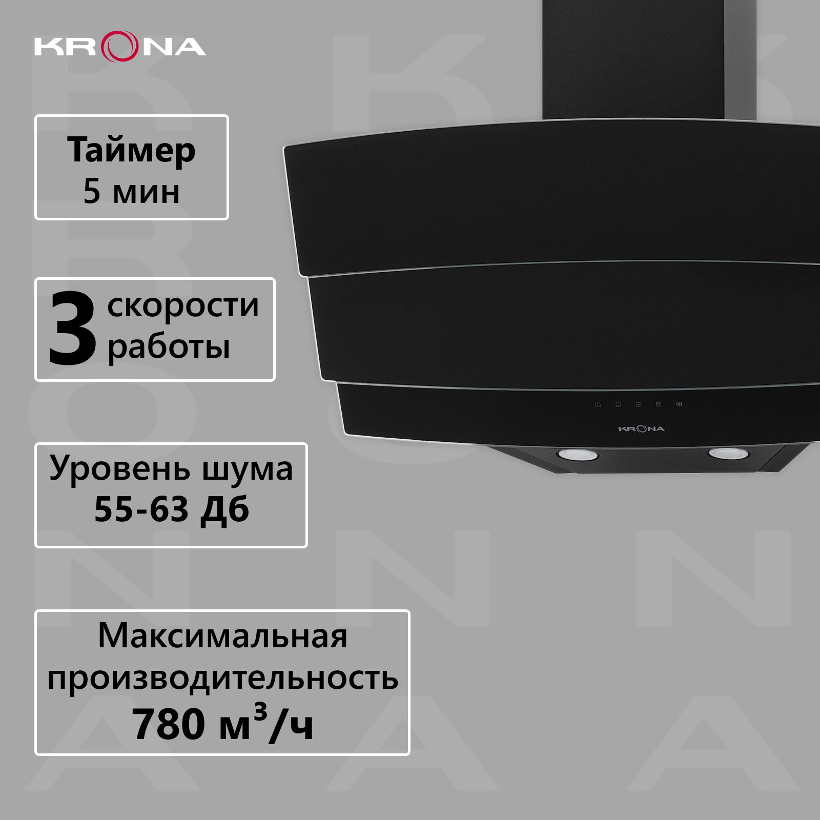 Вытяжка кухонная KRONA MELODIE 600 BLACK S - фотография № 4