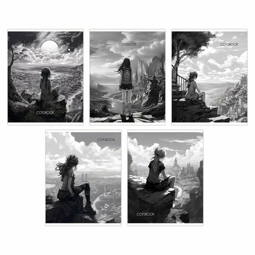 Тетрадь 48 листов в клетку на скрепке Неведомые дали обложка мелованный картон твин-лак УФ-лак блок офсет микс 337₽