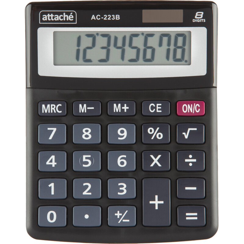 Калькулятор настольный Attache, AС-223B,8р, двойное питание, черн