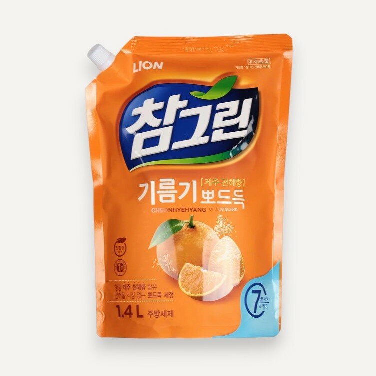 фото LION Chamgreen Cheonhyehyang refill Средство для мытья посуды, овощей и фруктов 1200мл