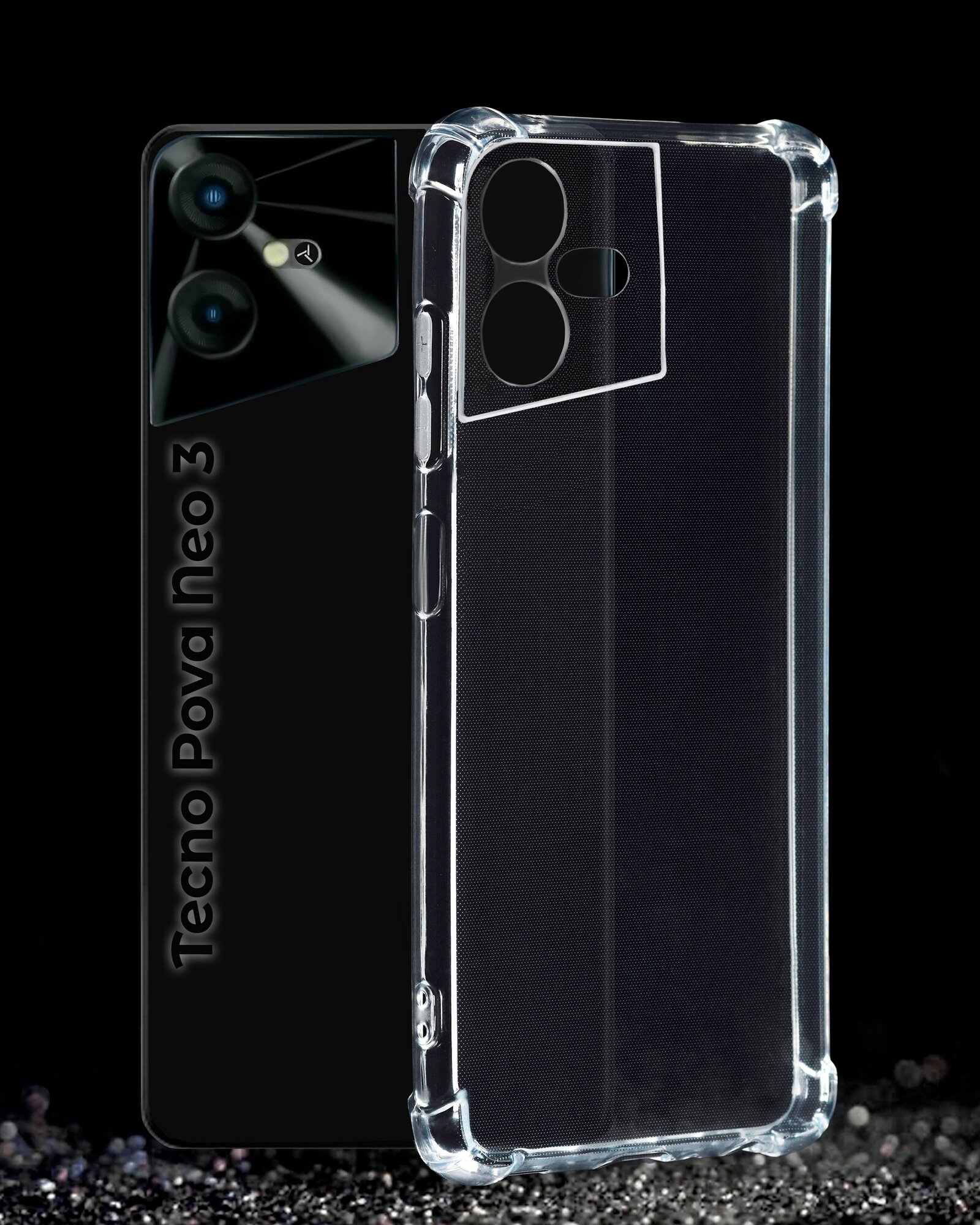 Чехол для смартфона Tecno Pova Neo 3 силиконовый прозрачный противоударный с защитой камеры