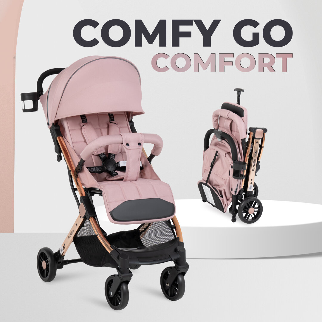 Коляска прогулочная складная Farfello Comfy Go Comfort Chrome, розовый