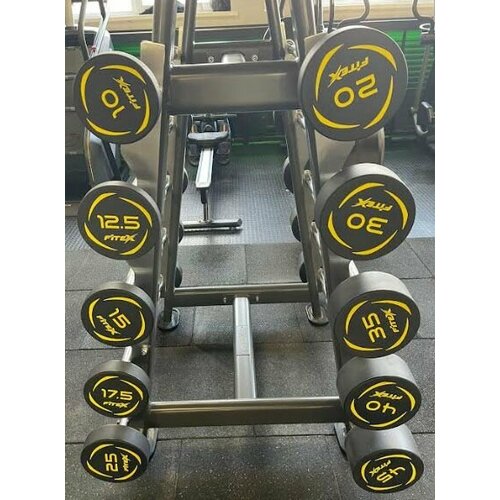 Комплект полиуретановых фиксированных W-образных штанг 10-45кг 10 штанг веса 10 125 15 175 20 25 30 35 40 45 со стойкой FTX-4141W 279000₽