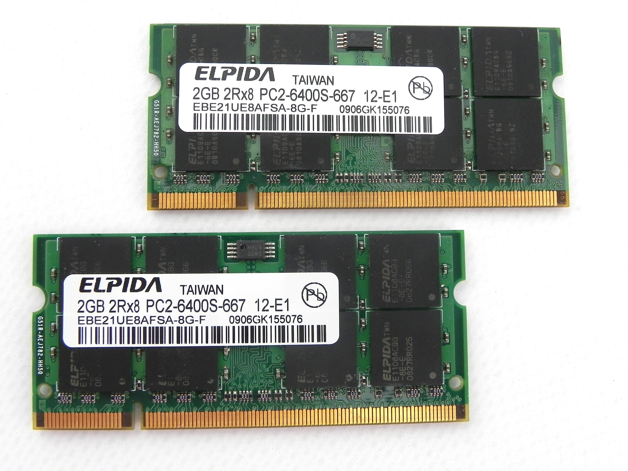 Оперативная память ELPIDA SODIMM DDR2 4GB (2x2Gb) 2Rx8 PC2-6400S-666 -2 шт