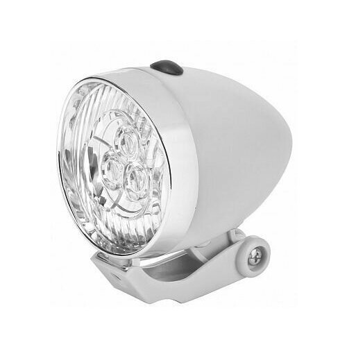 фонарь передний jy 592 3 светодиода серебристо белый Фонарь передний на вилку JY-592, 3 суперярких светодиода, 1 режим, серебр.-белый VELOSALE (item:020)