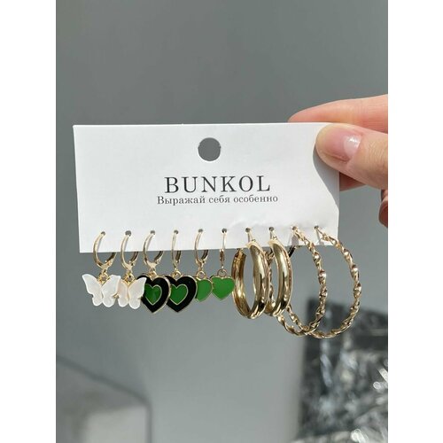 Комплект серег Bunkol, эмаль, пластик, размер 30 мм, золотой