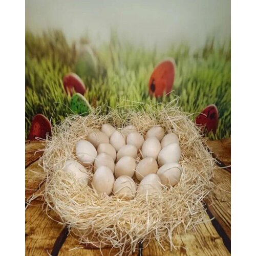 Набор 20 шт. деревянных яиц 7 см (размер куриного яйца)