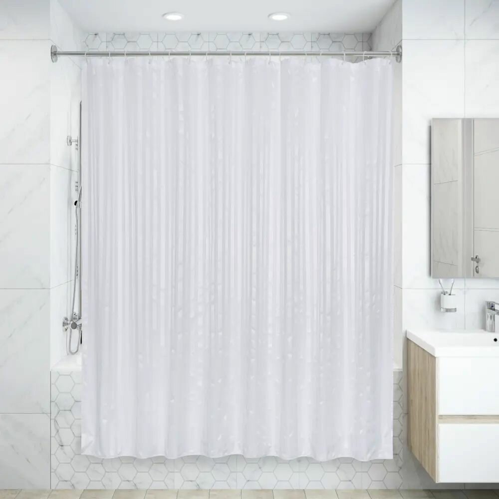 Штора для ванной Bath Plus 240x200 см полиэстер цвет белый