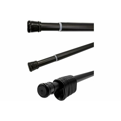 Карниз для ванной 122-218 см (черный матовый) Bath Plus c кольцами 12 шт