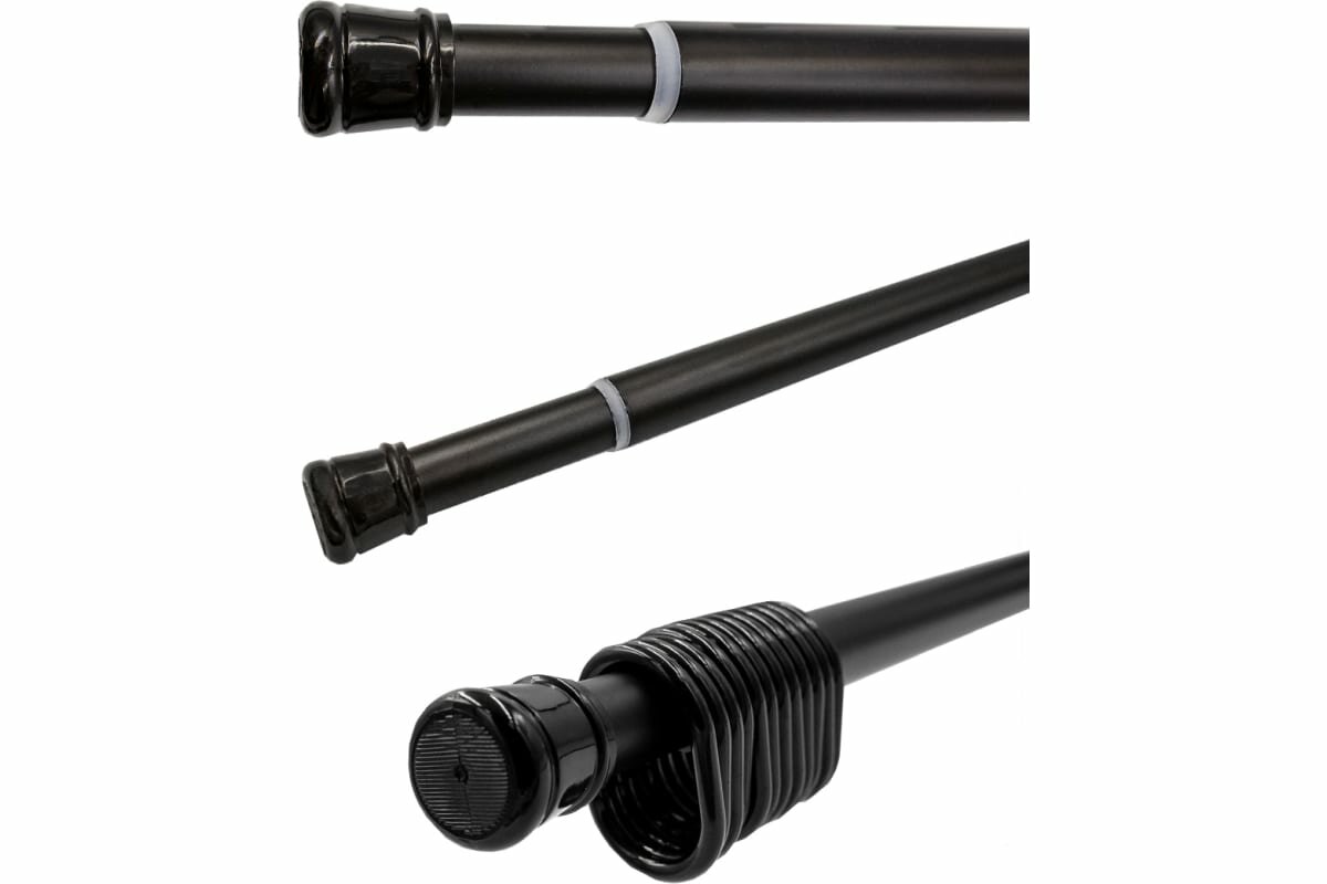 фото Карниз для ванной Bath Plus черный матовый 120-218 см раздвижной Карниз для занавески в душевую с кольцами
