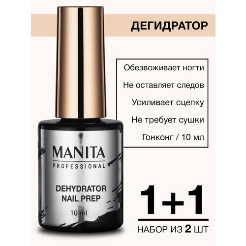 Дегидратор для ногтей и гель-лака Manita Nail Prep обезжириватель с кисточкой, 10 мл - 2 шт.