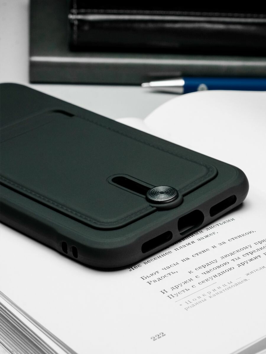 Чехол на iPhone 11 силиконовый противоударный бампер для Айфон 11 картхолдер с защитой камеры Черный — фото 1