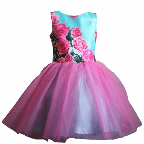 фото Платье, размер 34, бирюзовый, розовый