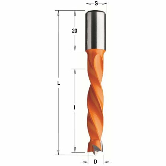 Сверло для присадочного станка Cmt HW 14x43x70 Z=2+2 S=10x20 RH, 309.140.11