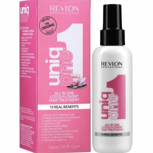 Revlon Professional Кондиционер-спрей для волос Uniq One All in One Hair Treatment с ароматом лотоса, 10 активных ингредиентов, 150 мл (из Финляндии)