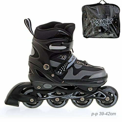 Роликовые коньки COMIRON 6033 L размер 39-42 черные 3090₽