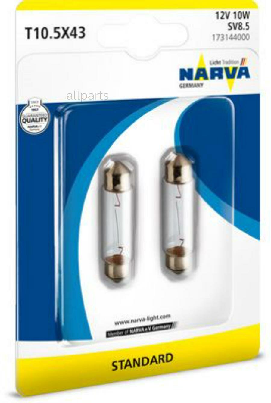 NARVA 173144000 Лампы Fest T10 5x43 12V 10W NVA B2