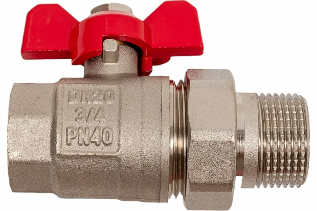 фото Кран шаровой с американкой 3/4" (20) ГШ американка бабочка RVC