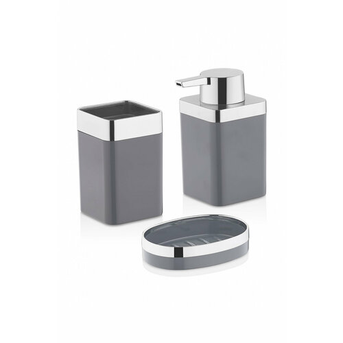 Набор аксессуаров для ванной, набор туалетных принадлежностей для ванной комнаты, мыльница, дозатор, стакан для зубных щёток, серый