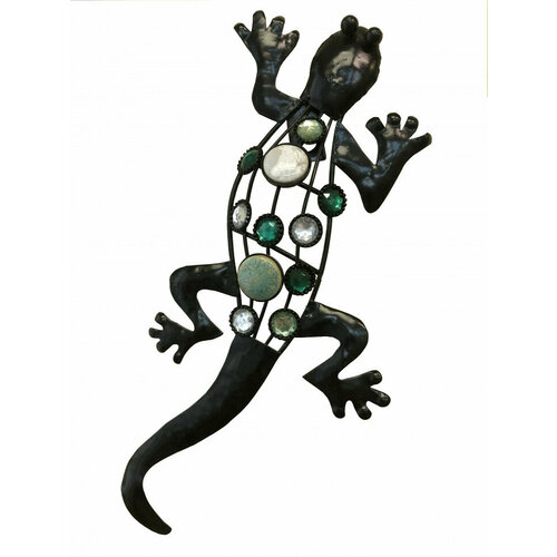 Настенный декор из металла Ящерица Сцинк черный 1328₽