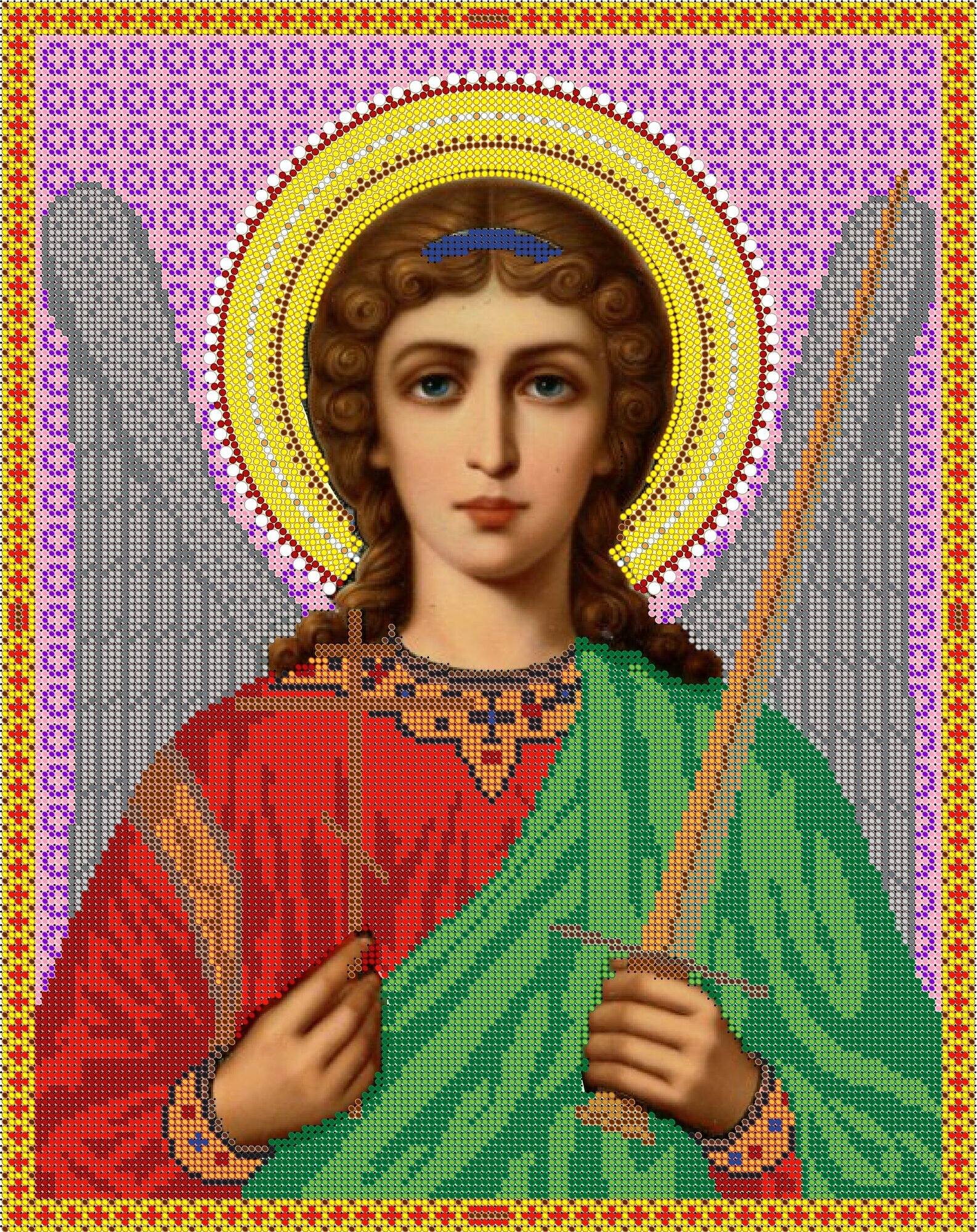Вышивка бисером иконы Святой Ангел Хранитель 30*38см