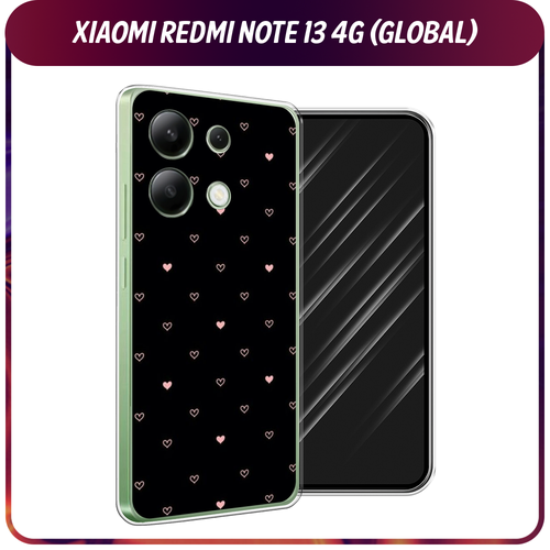 Силиконовый чехол на Xiaomi Redmi Note 13 4G (Global) / Сяоми Редми Нот 13 4G Чехол с сердечками силиконовый чехол на xiaomi redmi note 13 4g global сяоми редми нот 13 4g синяя снежная гора прозрачный