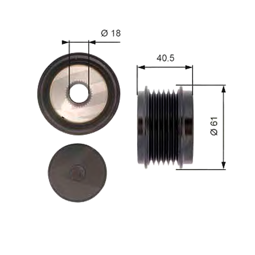 GATES OAP7103 (06H903119 / OAP7103) шкив генератора\ Audi (Ауди) a4 / a5 1.8 / 2.0tfsi 07 / q5 2.0tfsi 08