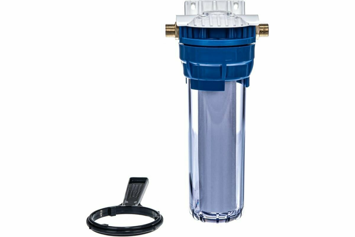 Магистральный фильтр для воды с картриджем Гейзер 1П 1/2" прозрачный