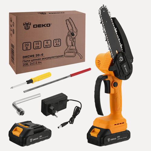 Изображение товара Пила цепная аккумуляторная DEKO DKCHS 20-6, 20 В, 2х2,0 Ач ,063-4309