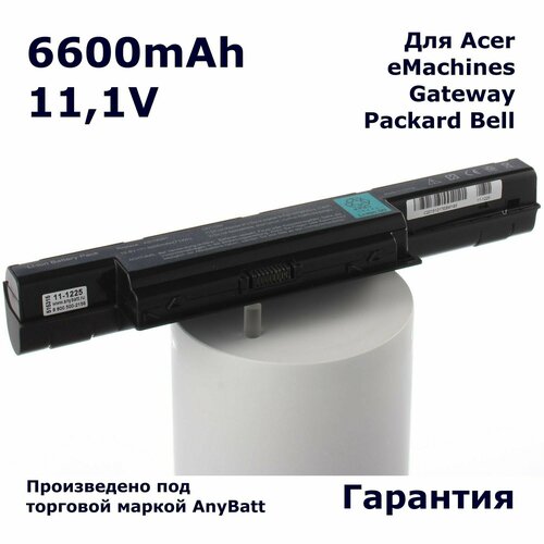 Аккумулятор AnyBatt 6600mAh, для AS10D31 AS10D51 AS10D81 AS10D75 AS10D61 AS10D41 AS10D73 AS10D56 AS10D71 AS10G3E AS10D3E BT.00603.111 BT.00604.049 BT.00606.008 аккумулятор acer as10d31 as10d51 as10d61 as10d41 as10d71 5200mah pitatel