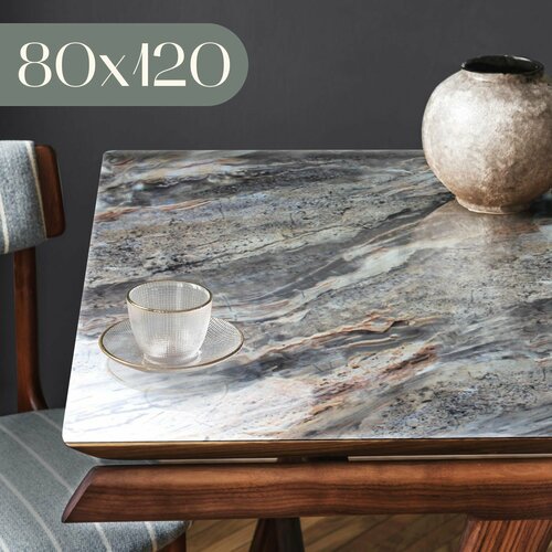 Скатерть на стол силиконовая гибкое жидкое стекло 80x120 см