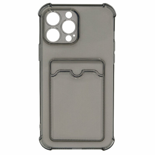 Чехол для iPhone 13 Pro Max с отделением для карт Transparent Black чехол для iphone 13 pro max айфон 13 про макс силиконовый с карманом для карты прозрачный