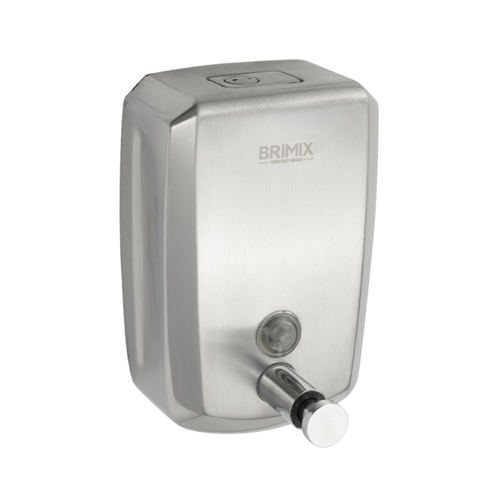 Дозатор жидкого мыла настенный, металлический, с глазком, из нержавеющей стали марки 201, на 800 мл, сатин