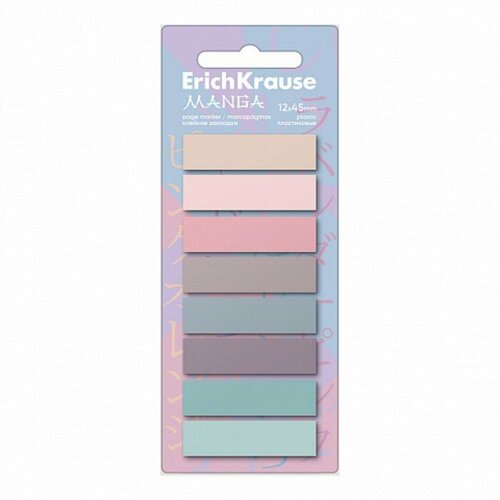 Закладки с клеевым краем пластиковые 12х45 мм ErichKrause Manga 160 листов 8 цветов 410₽