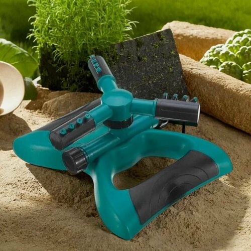 Вращающийся распылитель дождеватель разбрызгиватель для полива огорода кустов цветов садовый 12 форсунок поворотный Поливалка для газона на дачу 758₽