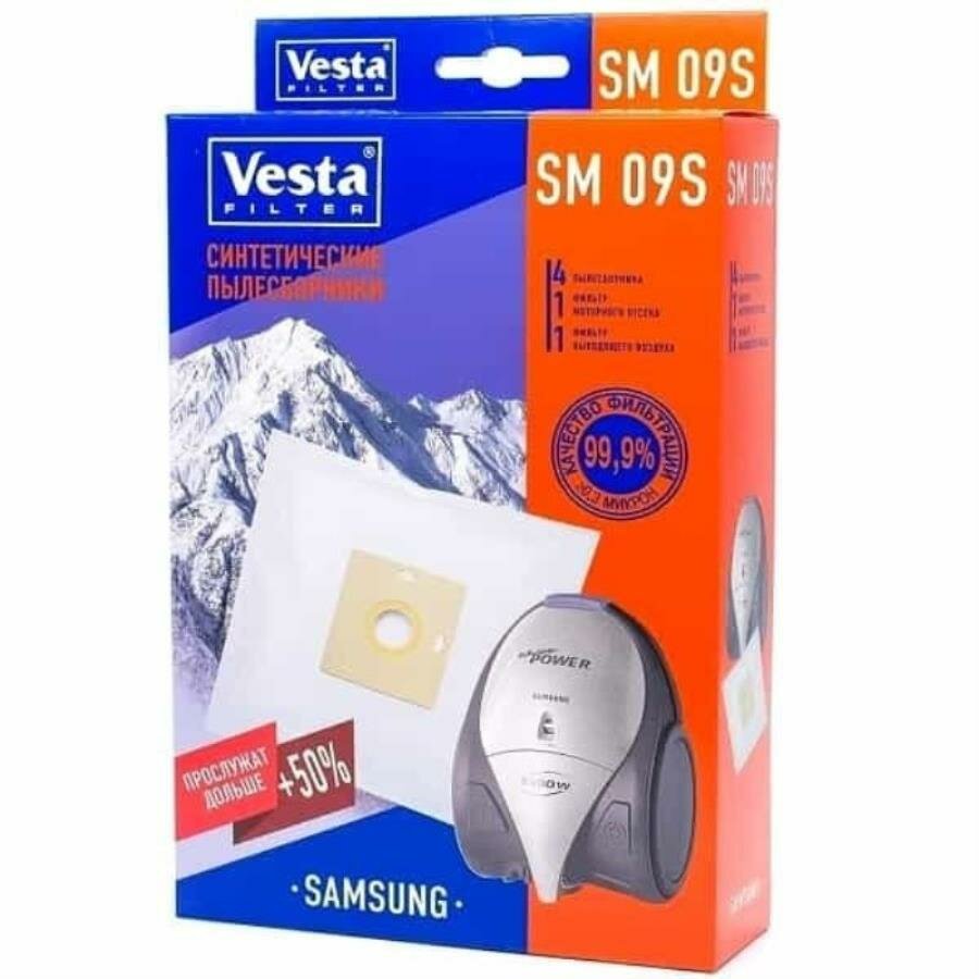 Vesta filter SM09S комплект мешков-пылесборников синтетических (4шт+ 2 фильтра) для пылесоса Samsung