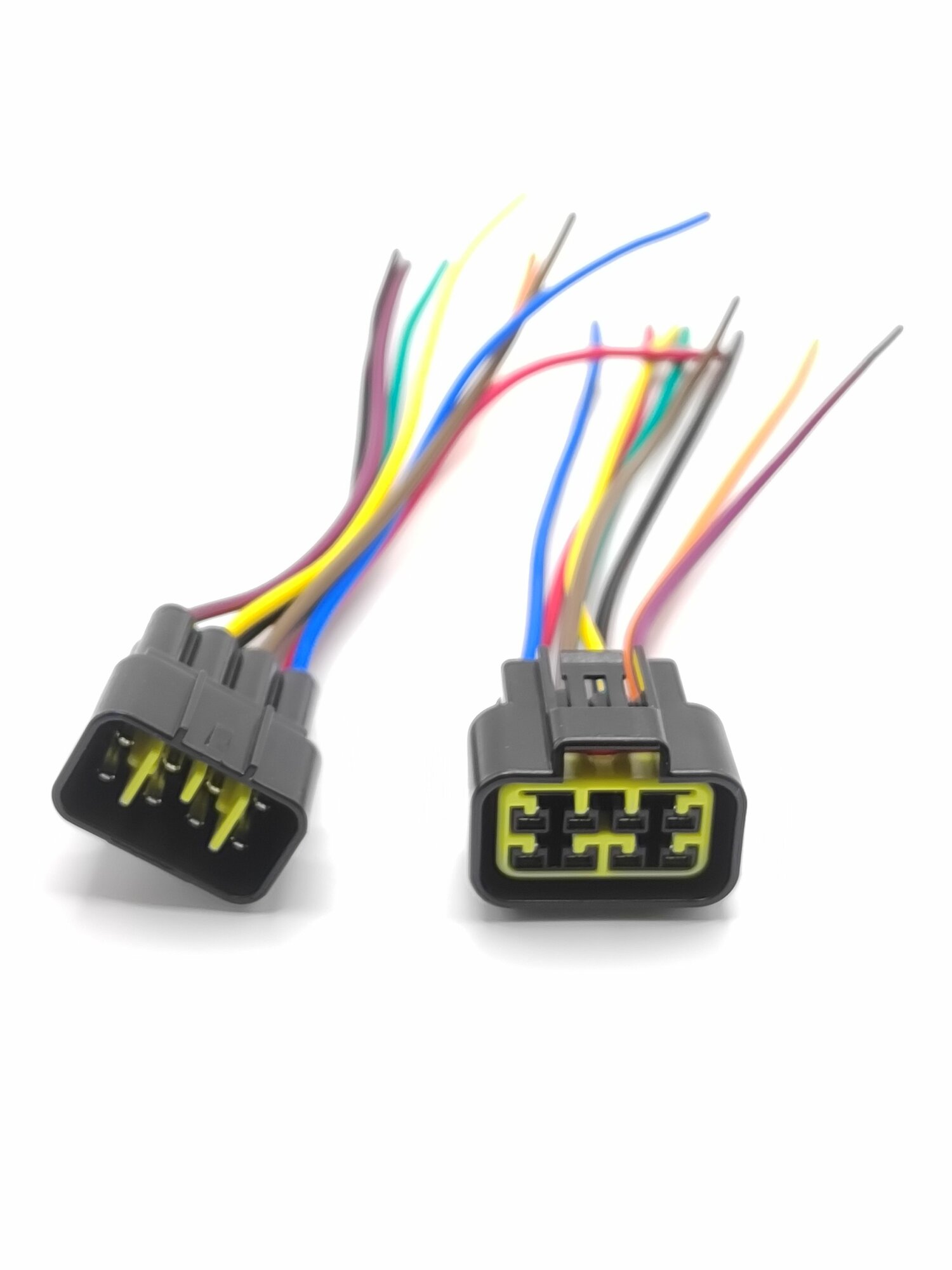 фото Разъем/колодка герметичный 8-ми контактный с проводами (штекер+гнездо) водонепроницаемый, переходник фары, колодка герметичная (мама+папа)