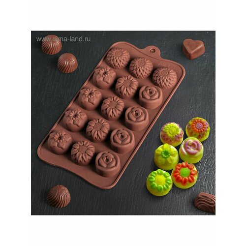 Форма для льда и кондитерских украшений Клумба цветов 471₽