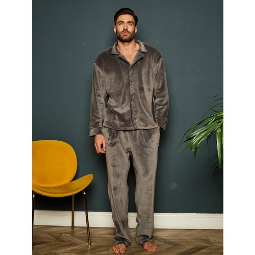 Пижама Малиновые сны, размер 58, серый зимняя пижама из 100% хлопка для мужчин dormir пижама для отдыха серая пижама домашняя одежда мужские пижамы из хлопка пижамный комплект для с