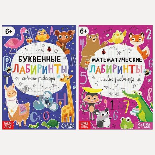 Изображение товара Набор книг "Математические и буквенные лабиринты", 2 шт. по 20 стр, от 6 лет