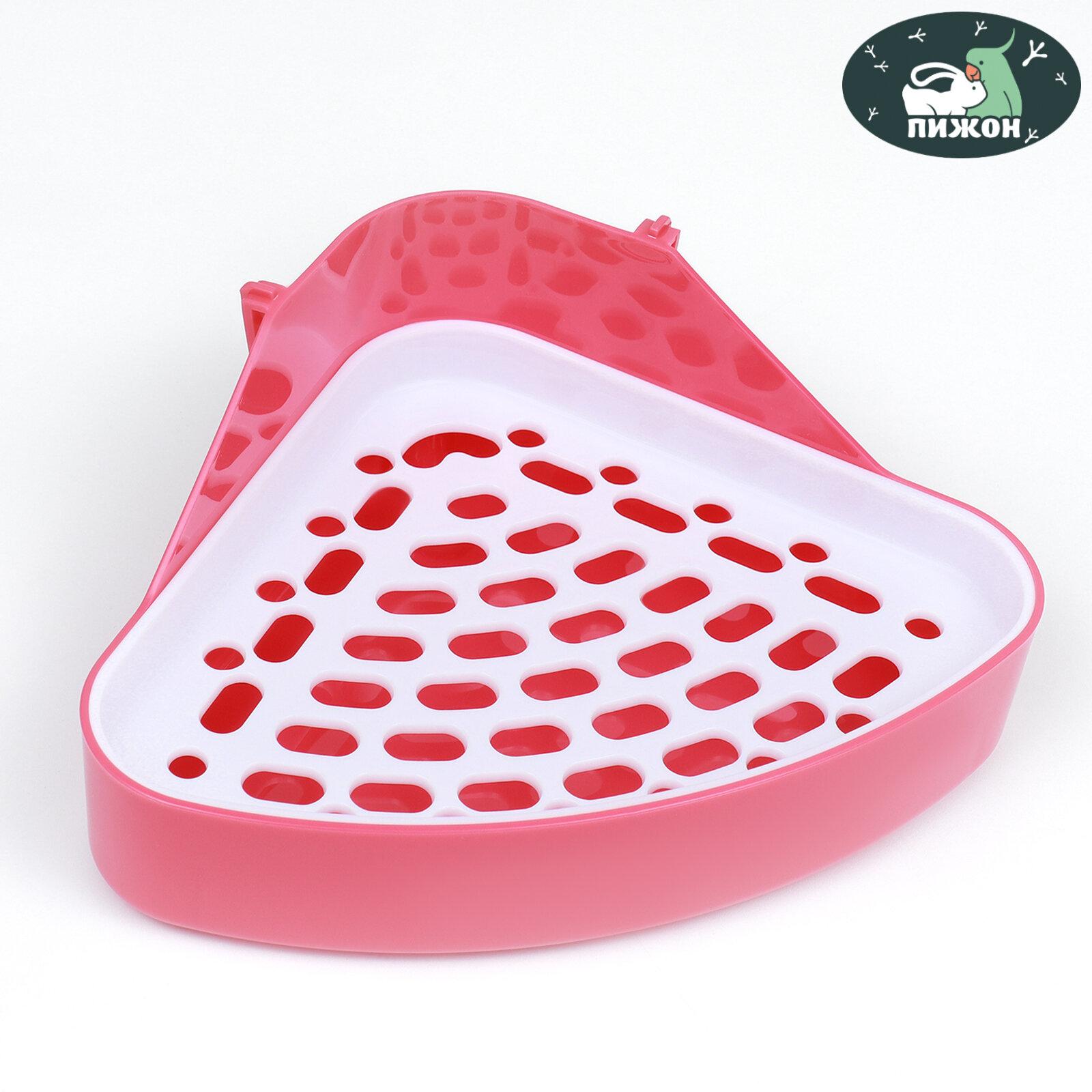 Туалет угловой для кроликов и хорьков 24 х 18 х 11 см красный