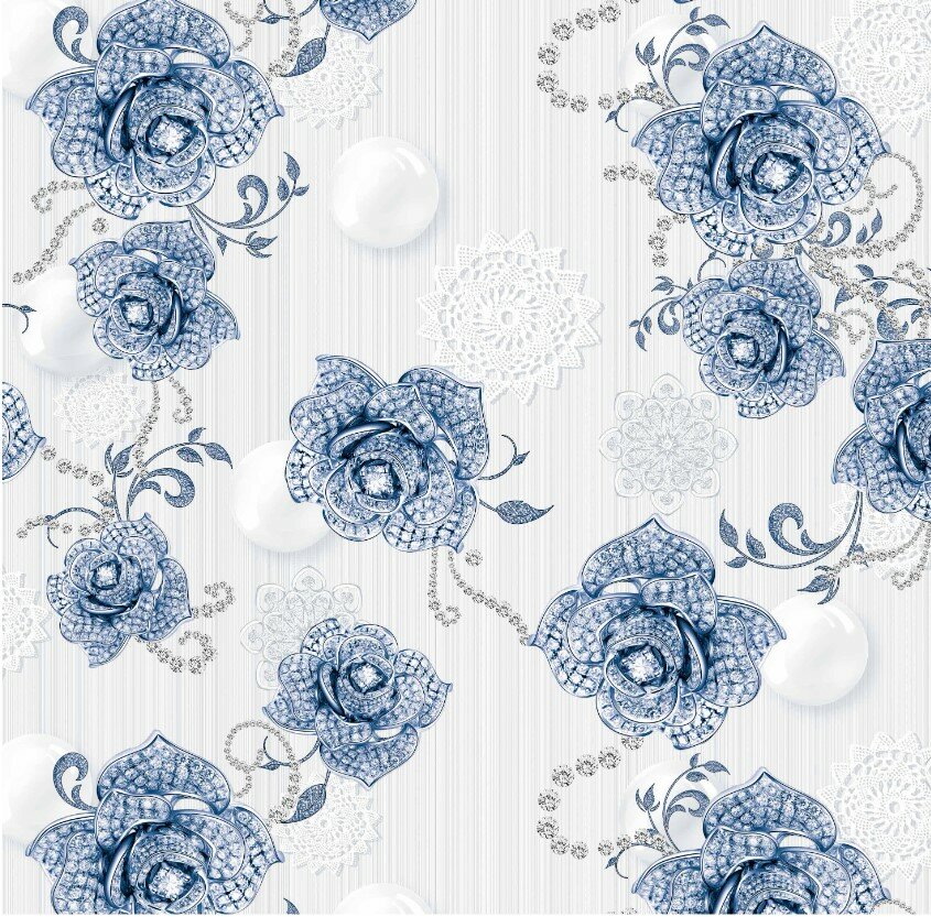 фото Скатерть-клеенка кухонная, ткань с ПВХ покрытием 137х110 см, принт - Бриллиантовые розы, STS575