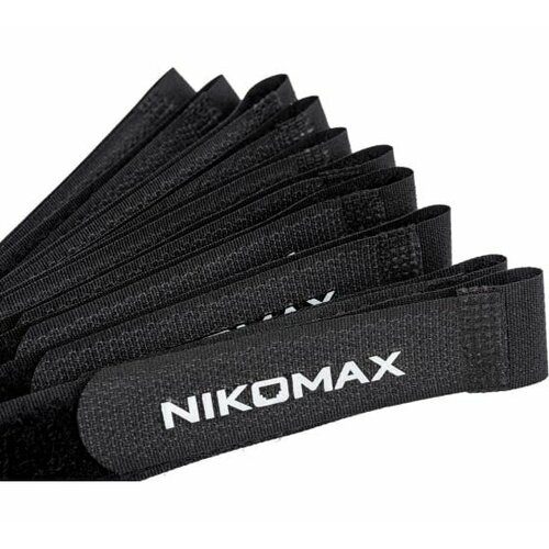основание самоклеящееся nikomax с регулируемой застежкой nmc chs21 bk 100 Стяжка-липучка с жесткой пряжкой, 290x20мм, черная, 10шт. NIKOMAX NMC-CTV290-20-HB-BK-10