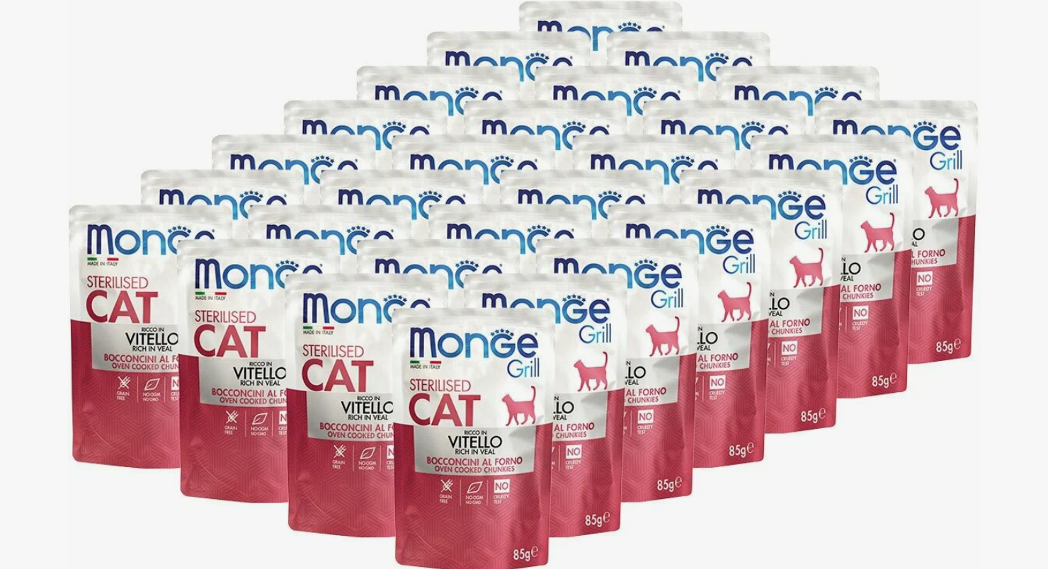 Monge Cat Grill Pouch влажный корм для стерилизованных кошек, вкус итальянскаятелятина, 85г - фото №9