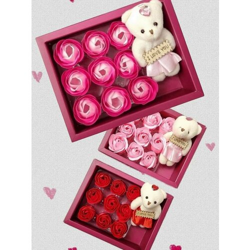 Розы мыльные с мишкой