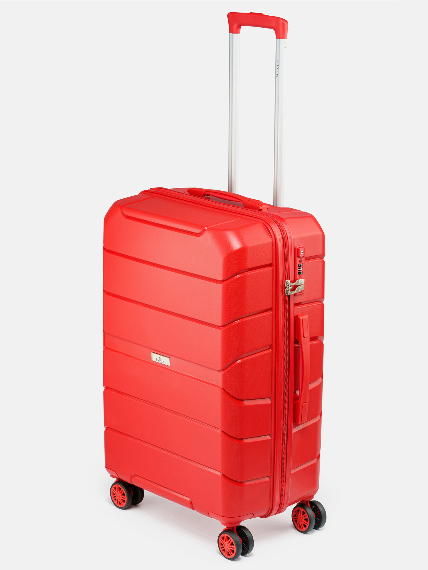 Чемодан на колесах Lcase Singapore, Красный. Средний М. Дорожный чемодан на колесиках для путешествий и поездок.