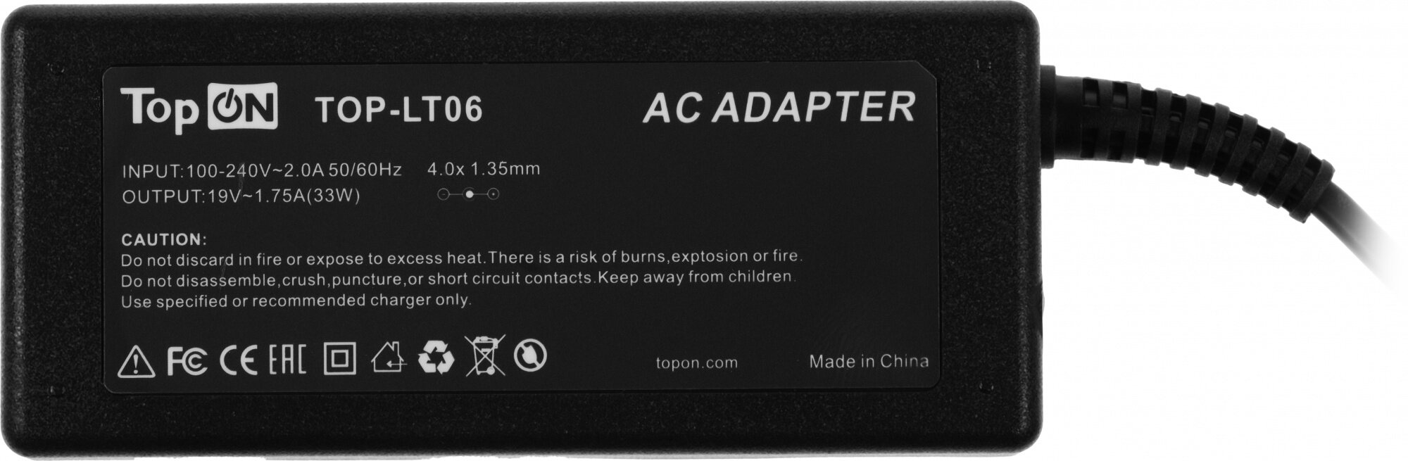 Зарядное устройство TopON TOP-LT06 19V -> 1.75A для Asus X201E 11.6 Series (4.0x1.5 mm) 33W - фото №9
