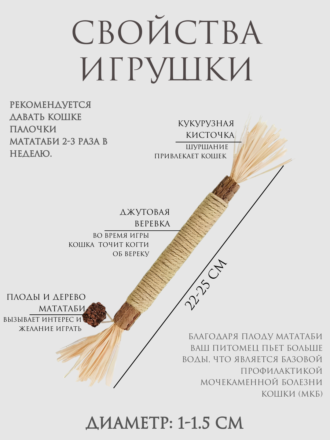 Изображение Натуральная игрушка для кошек для чистки зубов 1 штука, палочка-дразнилка Мататаби для котят
