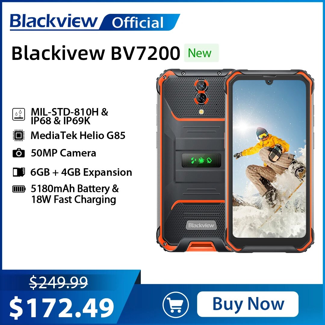 Смартфон BLACKVIEW BV7200 ORANGE 128 Гб RAM 6Гб оранжевый Наличие WiFi Наличие 3G LTE Наличие 4G OS Android 12.0/Screen 6.1" Dual SIM 1xUSB type C Камера 50MP+8MP 8MP Battery 5180 мА/час BV7200ORANGE - фото №10