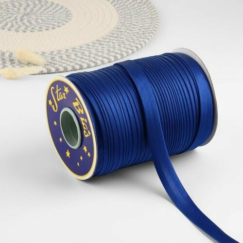 Косая бейка атласная 15 мм 132 1 м цвет синий 9087 1100₽